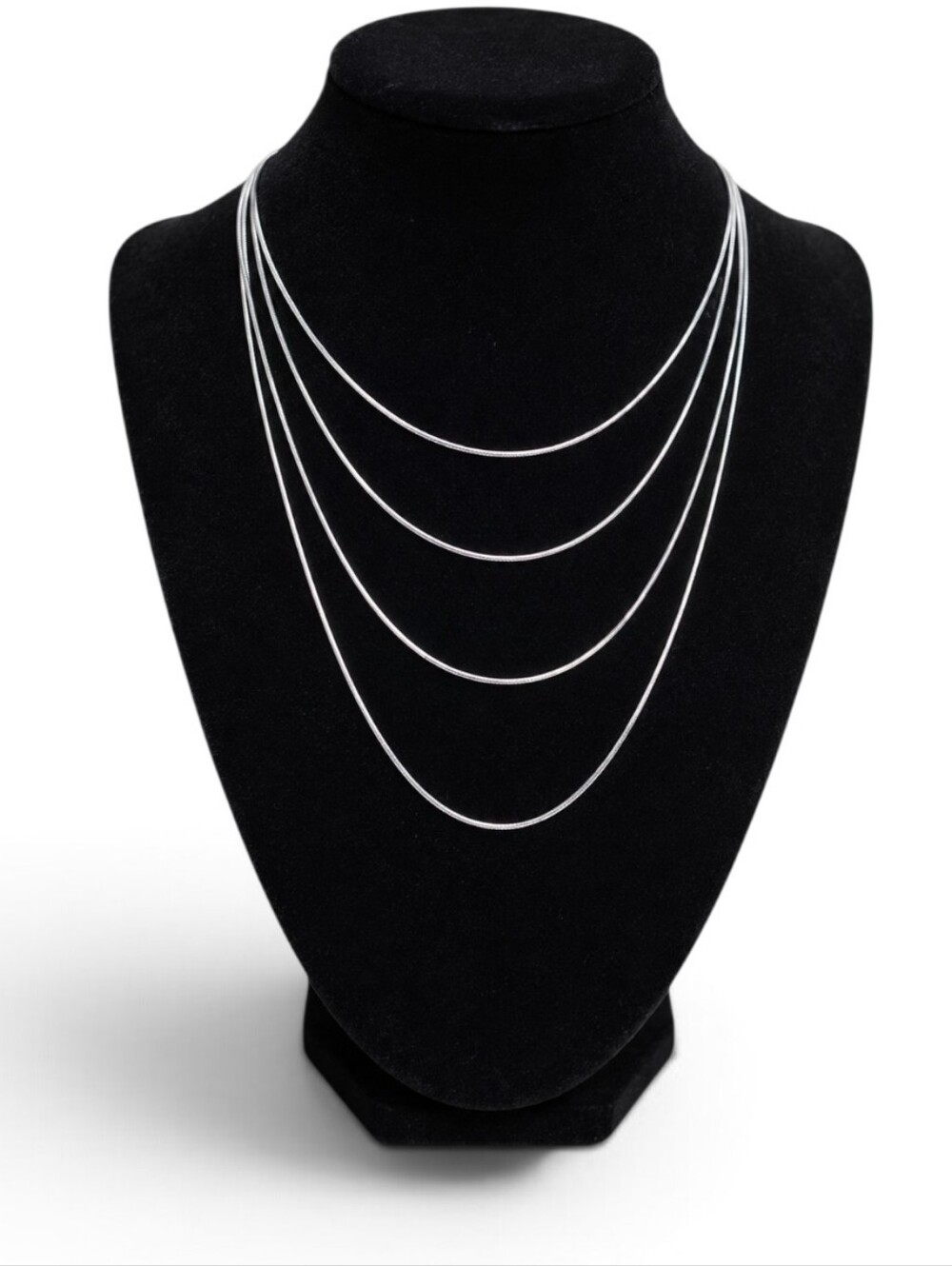 Vintage 1980s Monet Silver Tone Herringbone Necklace 30 Inch Long Mint Condition